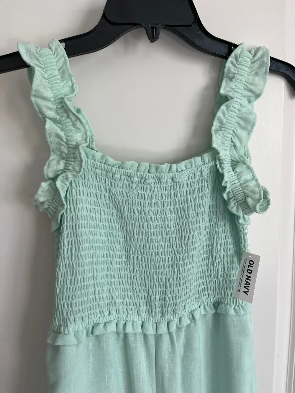 Old Navy Mint Green Ruffle-Strap Smocked Jumpsuit NWT